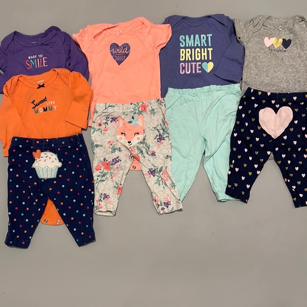 Lot of 9 Carters baby girls mix and match clothing